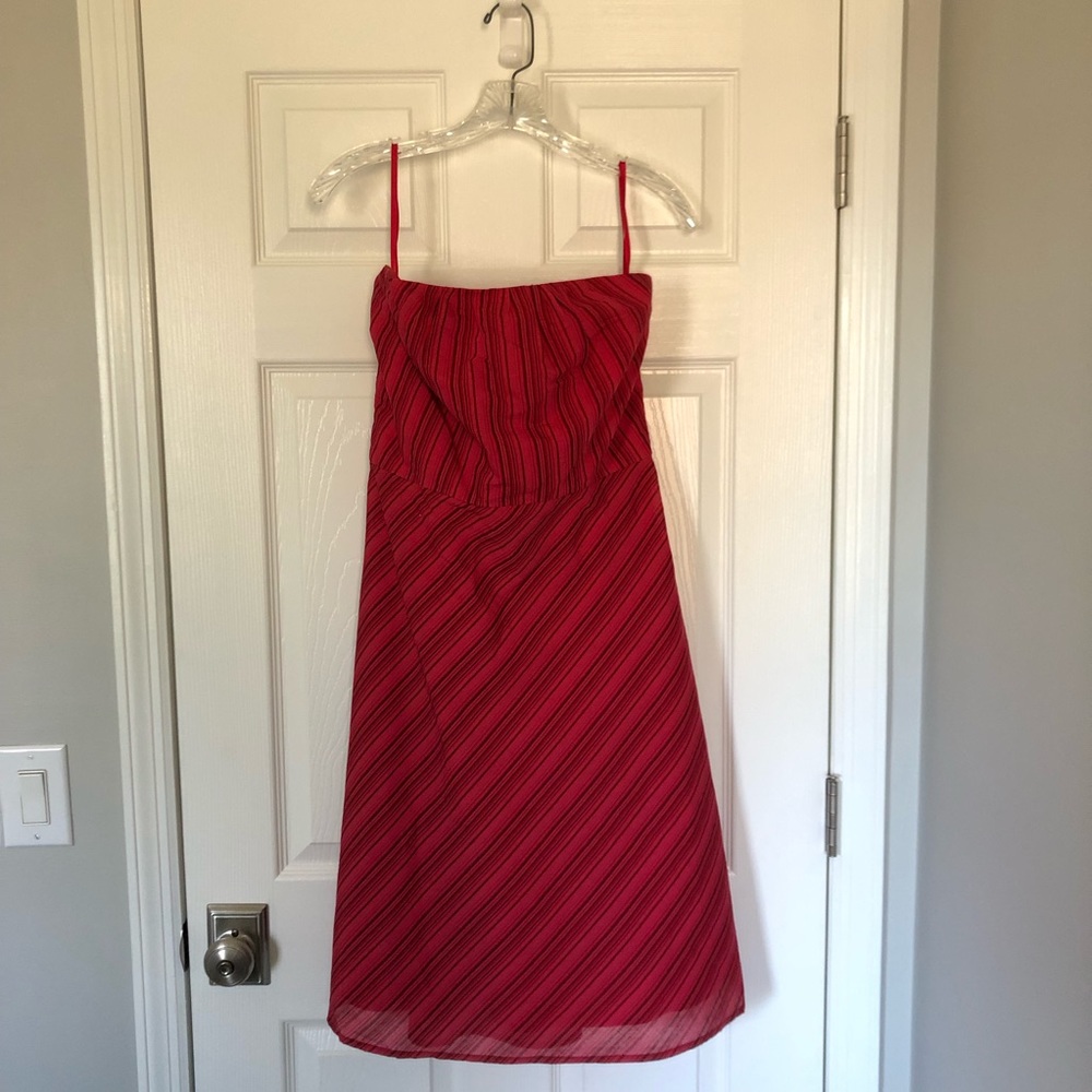 Strapless magenta, striped sundress